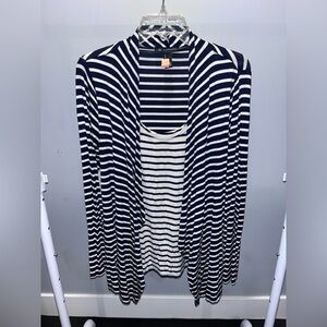INC International Concepts Navy and White Striped Cardigan